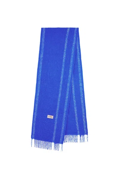 La Granni Women's Oversized Alpaca Scarf - Blue & Cream