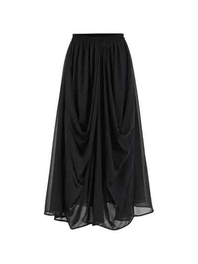 La Haine Inside Us Draped Elasticated-waist Maxi Skirt In 블랙