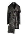 La Haine Inside Us Woman Coat Black Size L Polyester, Viscose, Elastane, Leather, Cotton In Black