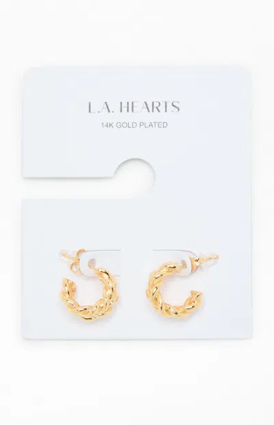 La Hearts 14k Gold Plated Braided Hoop Earrings
