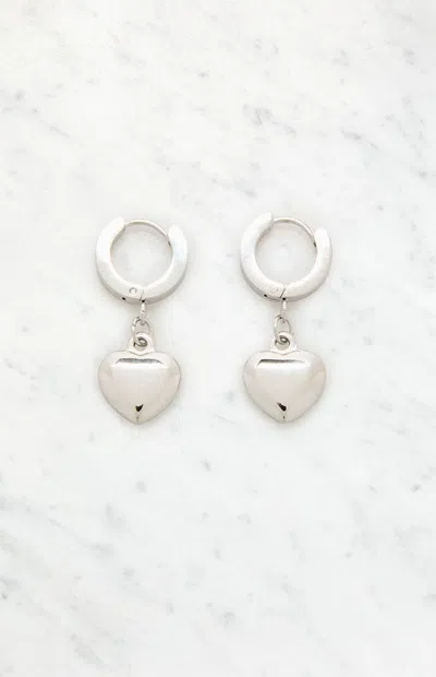 La Hearts 14k Silver Gold Plated Heart Drop Earrings In Metallic