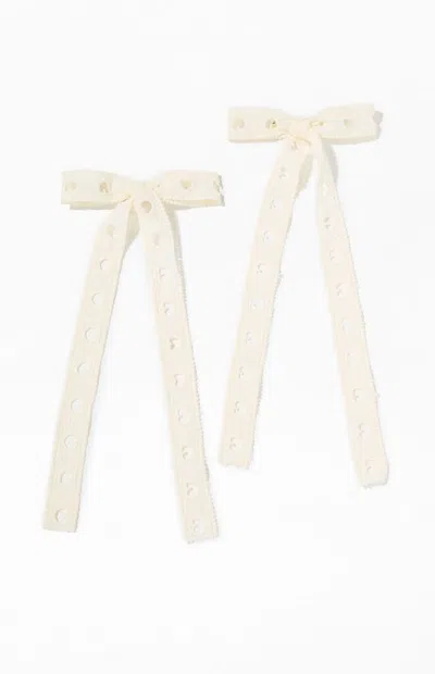 La Hearts 2 Pack Crochet Hair Clips In Cream In Neutral