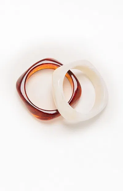 La Hearts 2 Pack Resin Bangles In Natural In Multi
