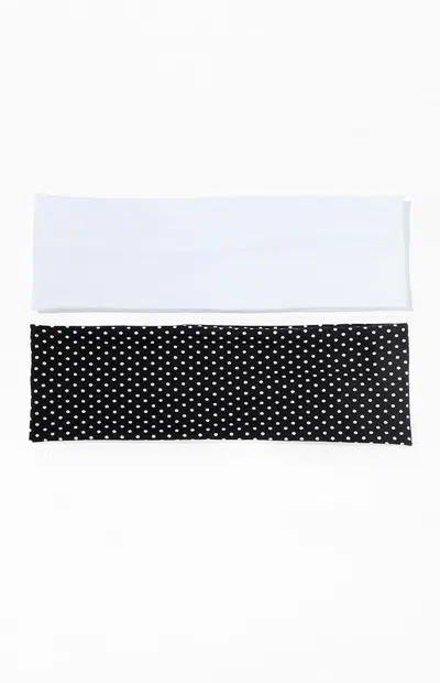La Hearts 2 Pack Solid & Dots Soft Headbands In Black/white In Multi