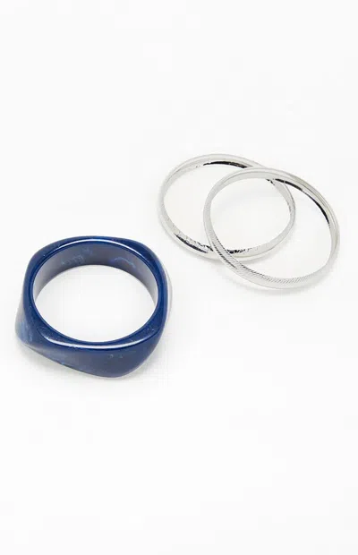 La Hearts 3 Pack Abyss Bangles In Blue/silver