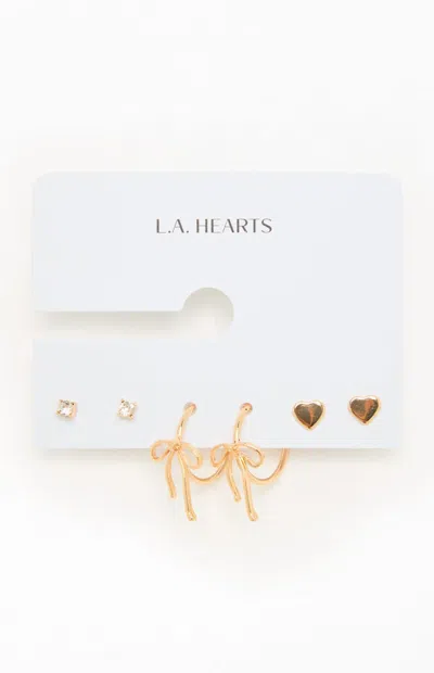 La Hearts 3 Pack Ariana Earrings In Gold