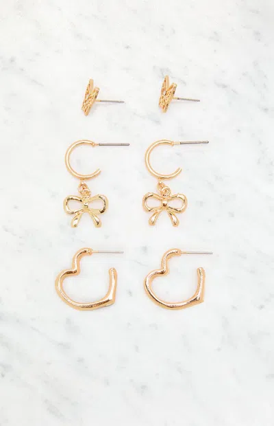 La Hearts 3 Pack Eden Earrings In Gold