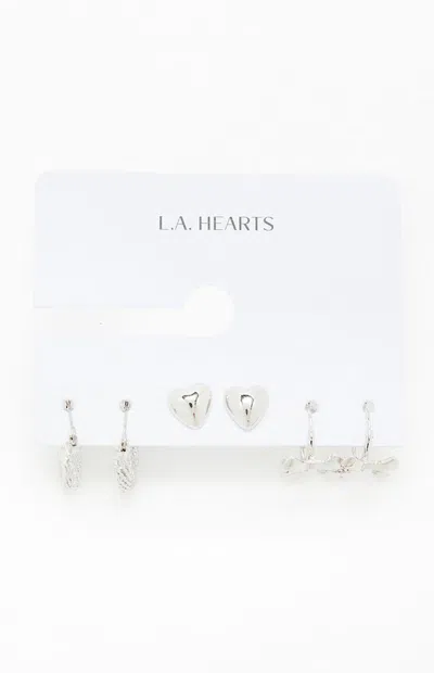 La Hearts 3 Pack Harlow Earrings In Silver