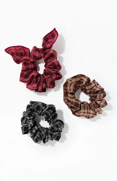 La Hearts 3 Pack Plaid Hair Scrunchies In Multi