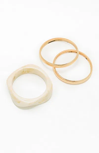 La Hearts 3 Pack Stella Bangles In White/gold