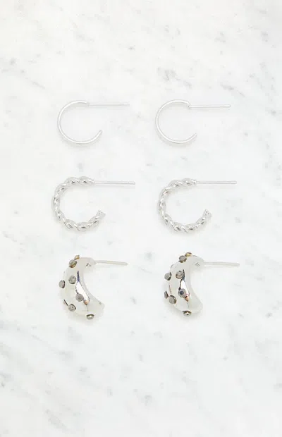 La Hearts 3 Pack Variety Lia Earrings In Silver In Metallic