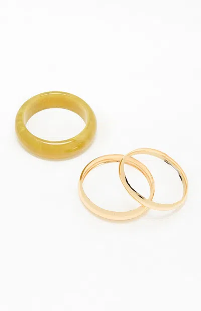 La Hearts 3 Pack Zoe Bangles In Green In Gold