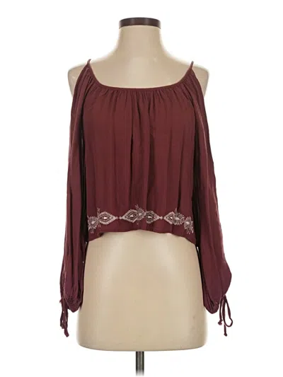 Pre-owned La Hearts 3/4 Sleeve Blouse In Burgundy