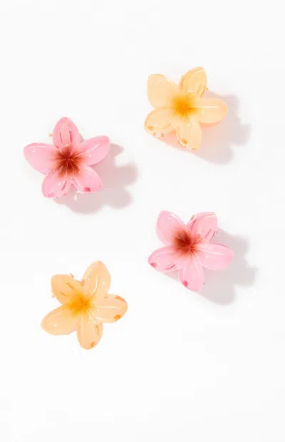 La Hearts 4 Pack Mini Plumeria Hair Claw Clips In Multi
