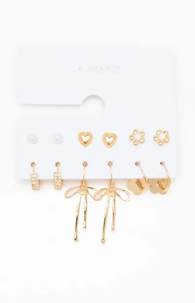 La Hearts 6 Pack Eden Earrings In Gold