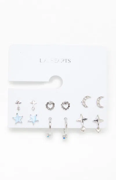 La Hearts 6 Pack Star Earrings In Silver