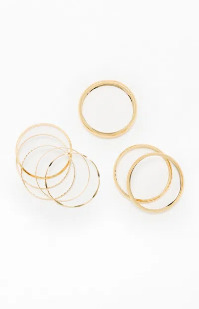 La Hearts 8 Pack Gold Mega Metal Stacked Bangles