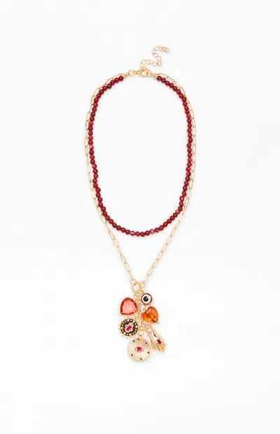 La Hearts Alice Beaded Charm Layered Necklace In Gold/purple In Multi