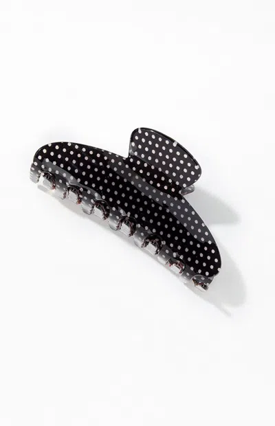 La Hearts Black & White Polka Dot Hair Claw Clip In Black/white