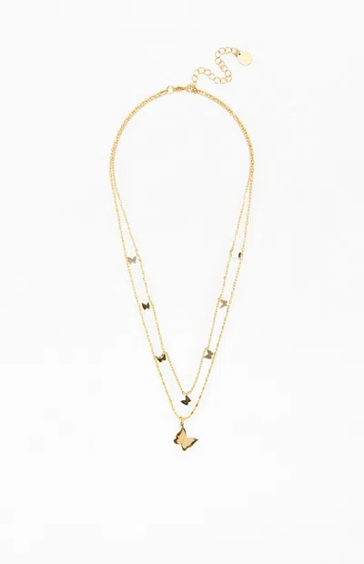 La Hearts Butterfly Layered Necklace In Gold