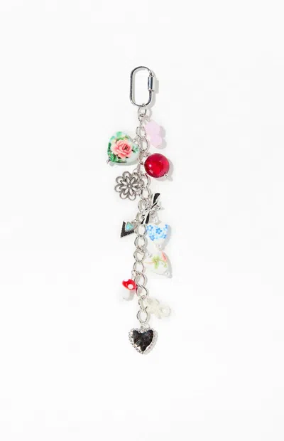 La Hearts Dahlia Chain Bag Charm In Silver In Metallic