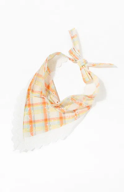 La Hearts Floral Gingham Headscarf In Yellow