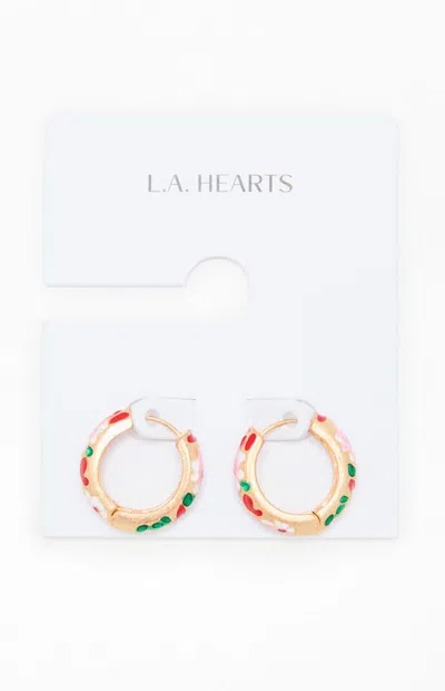 La Hearts Floral Hoop Earrings In Gold