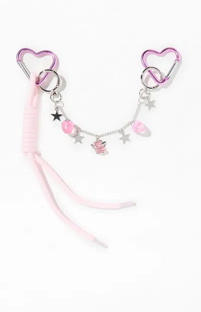 La Hearts Heart Novelty Chainlink Carabiner Keychain In Pink In Multi