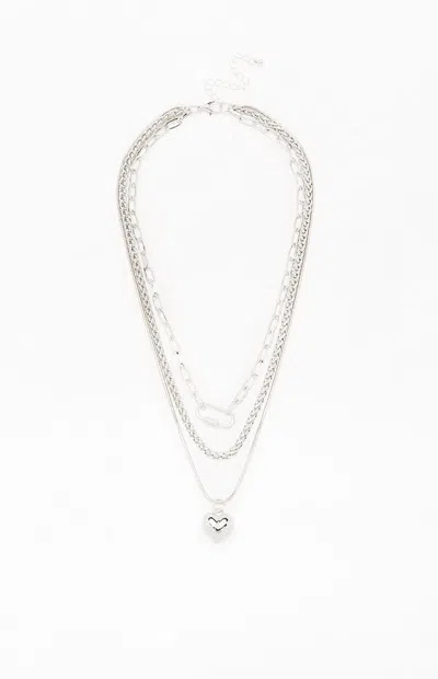 La Hearts Iris Heart Layered Necklace In Silver In Metallic