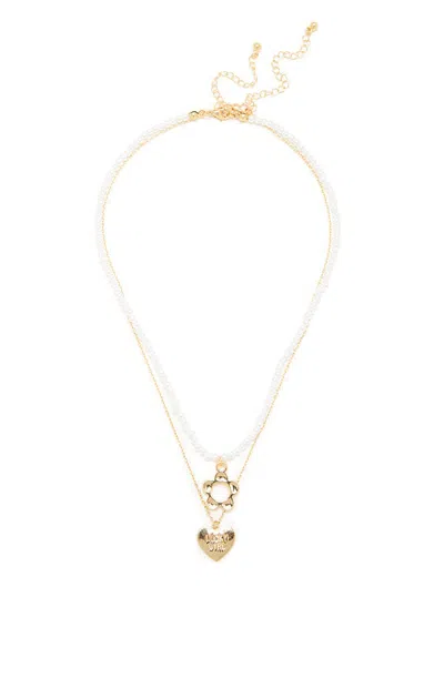 La Hearts Juno Pearl Heart Layered Necklace In Gold