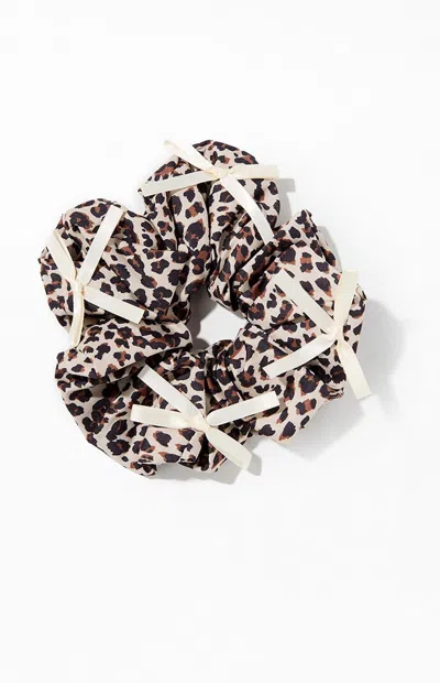 La Hearts Leopard Bow Hair Scrunchie In Brown In Animal Print