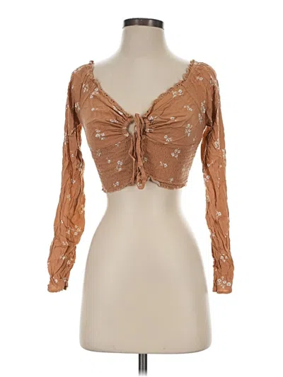 Pre-owned La Hearts Long Sleeve Blouse In Brown