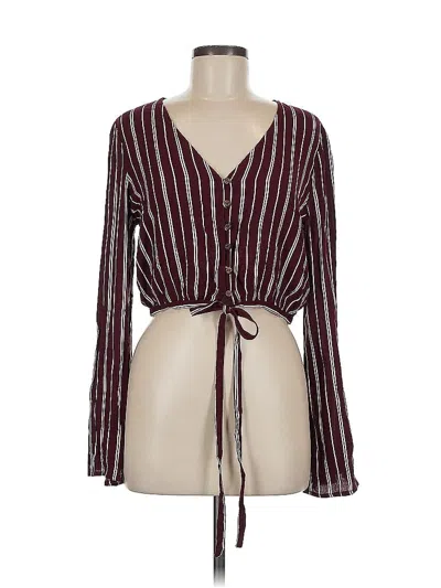 Pre-owned La Hearts Long Sleeve Blouse In Burgundy