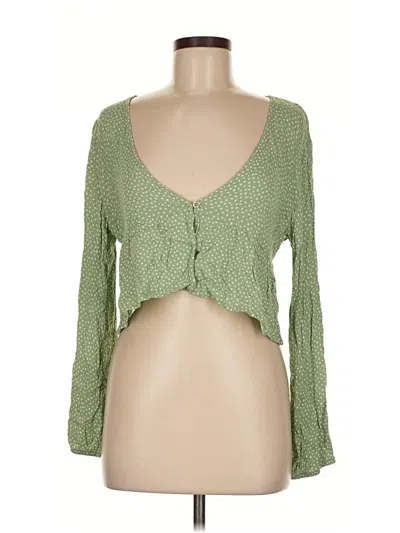 Pre-owned La Hearts Long Sleeve Top Green Sweetheart Neckline Tops