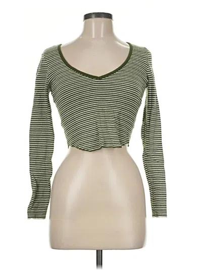 Pre-owned La Hearts Long Sleeve Top Green Sweetheart Neckline Tops