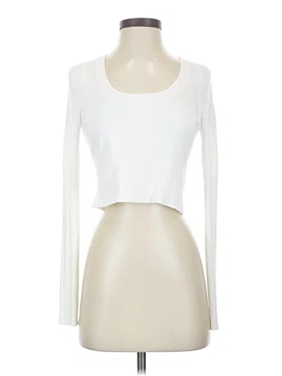 Pre-owned La Hearts Long Sleeve Top Ivory Square Neckline Tops In White