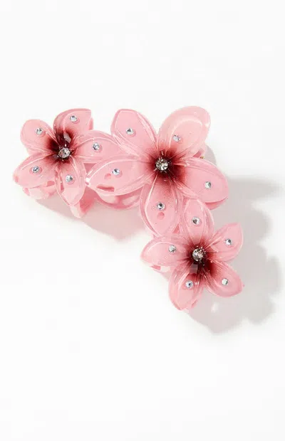La Hearts Mauve Plumeria Trio Rhinestone Hair Claw Clip In Pink