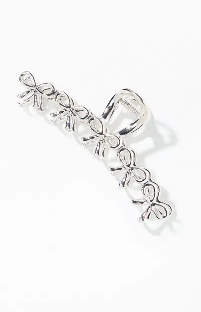 La Hearts Metal Bow Hair Claw Clip In Silver In Metallic