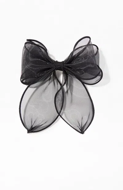 La Hearts Organza Bow Hair Clip In Black