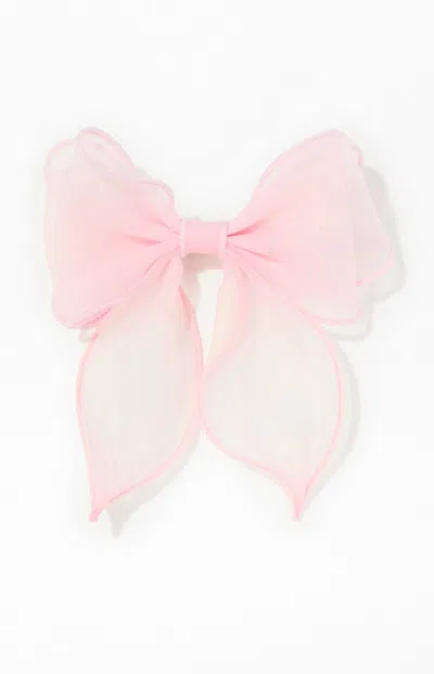 La Hearts Organza Bow Hair Clip In Pink