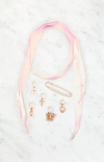 La Hearts Pink Satin Charm Shoelaces