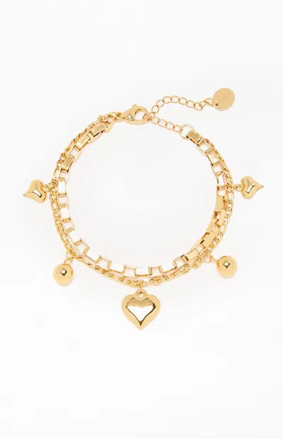 La Hearts Piper Heart Charm Bracelet In Gold