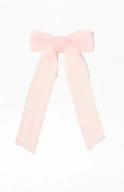 La Hearts Piper Lace Bow Hair Barrette In Pink