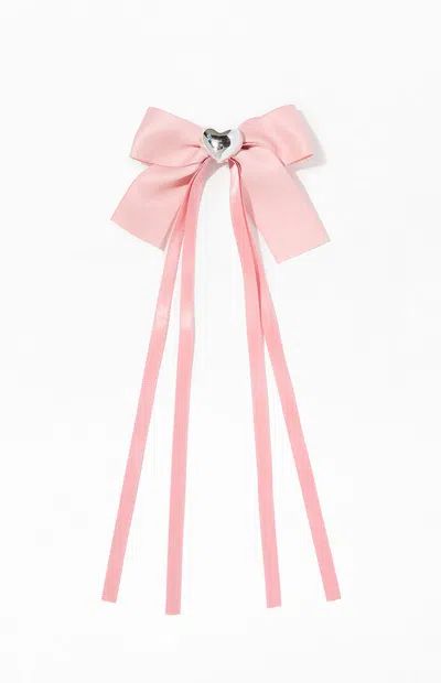 La Hearts Puffy Heart Bow Hair Clip In Pink
