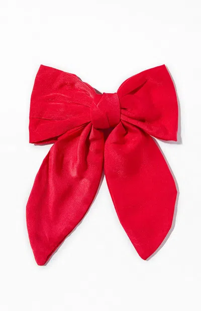 La Hearts Red Big Bow Barrette