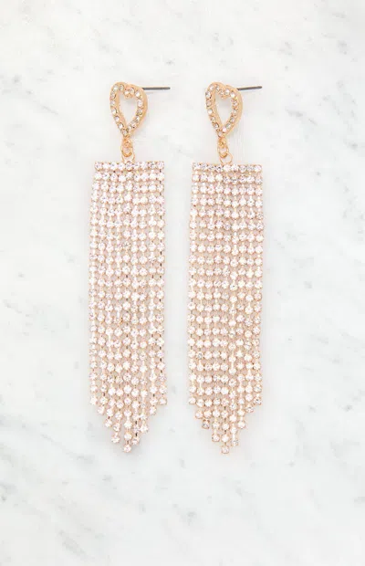 La Hearts Rhinestone Heart Duster Earrings In Gold
