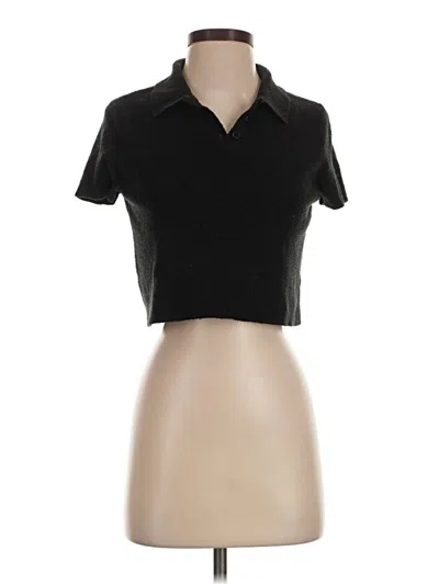 Pre-owned La Hearts Short Sleeve Top Black Collared Neckline Tops