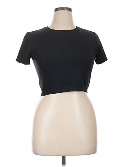 Pre-owned La Hearts Short Sleeve Top Black Mock Neckline Tops