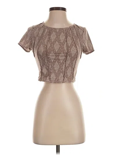 Pre-owned La Hearts Short Sleeve Top Brown Keyhole Neckline Tops