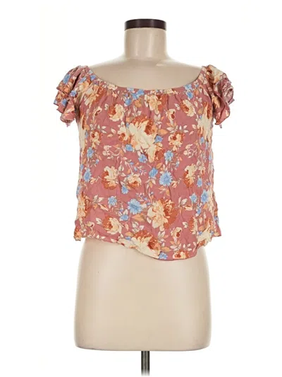 Pre-owned La Hearts Short Sleeve Top Brown Sweetheart Neckline Tops